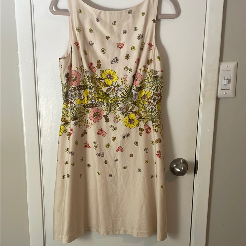 LOFT Floral Mini Dress - Cream with Yellow and Pink Flowers